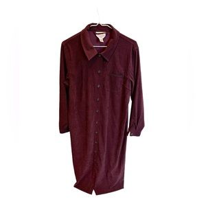 Vintage Talbots Petite Long Maroon Button Down Dress Full Length Size 14